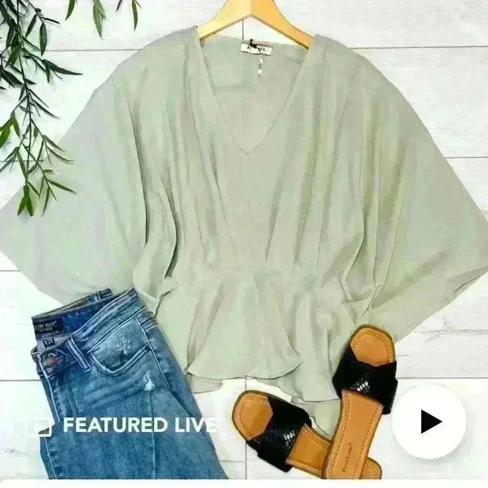 Pistachio green poncho top #5